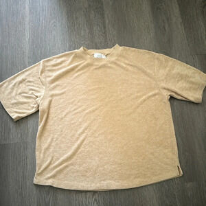 Things Between Terry cloth oversized tee shirt tan size Small